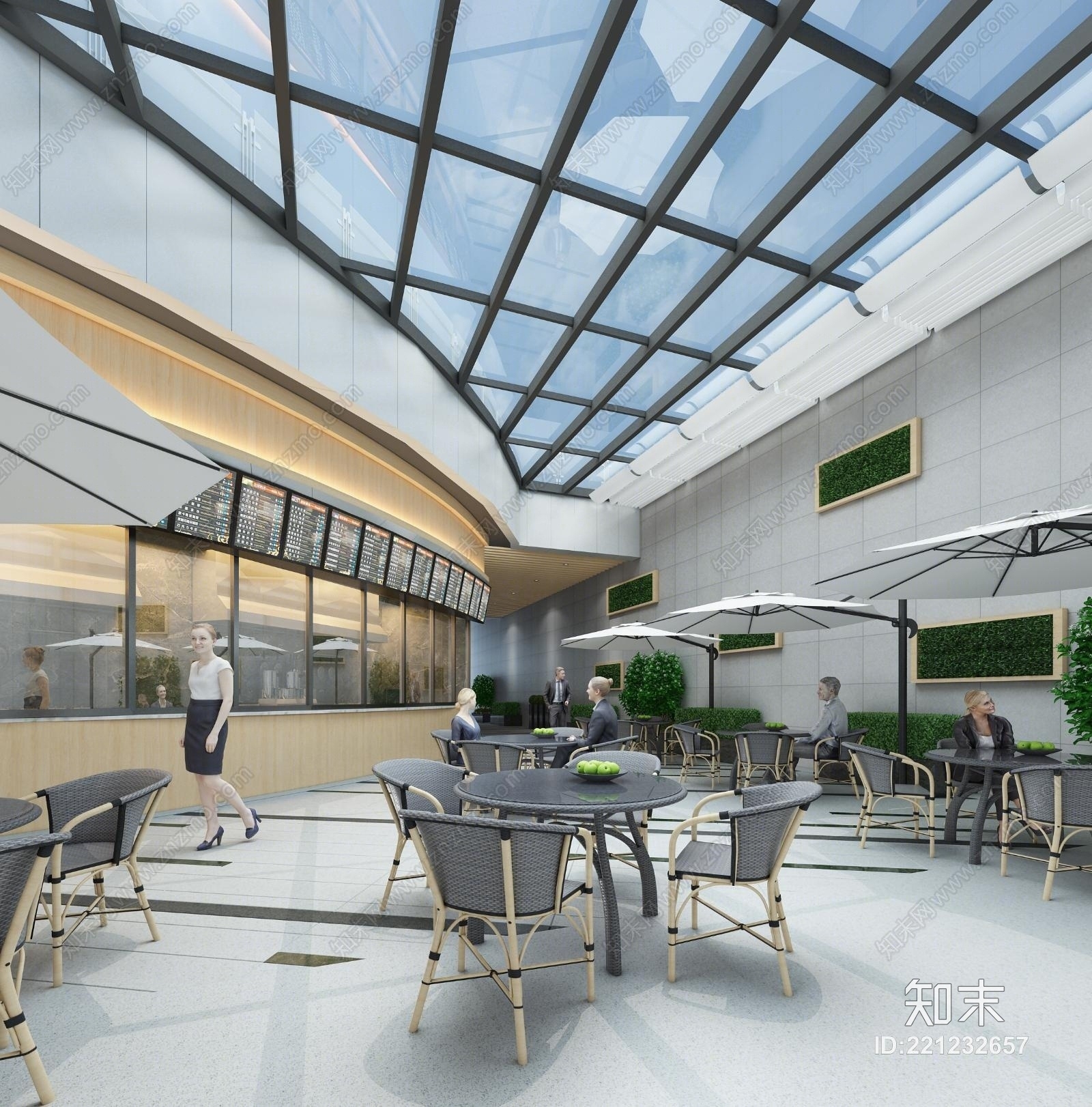 现代室外休闲餐厅3D模型下载【ID:221232657】