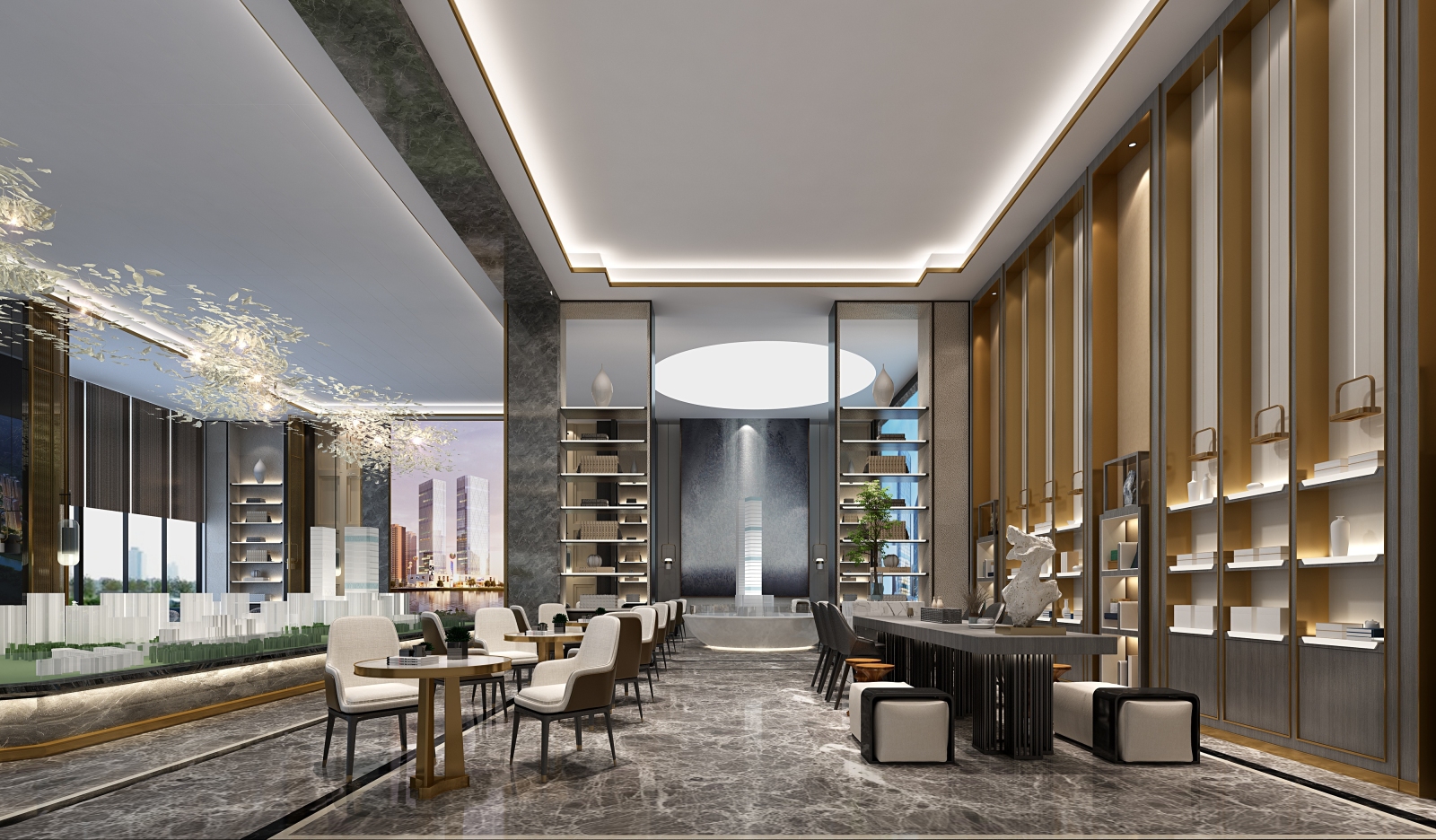 现代中式售楼部3D模型下载【ID:521246024】