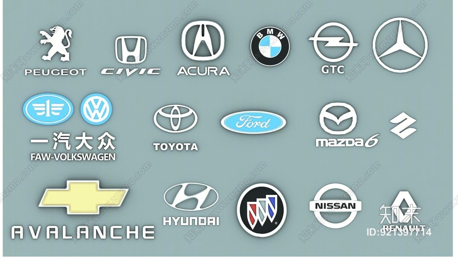 现代汽车车标3D模型下载【ID:921397714】