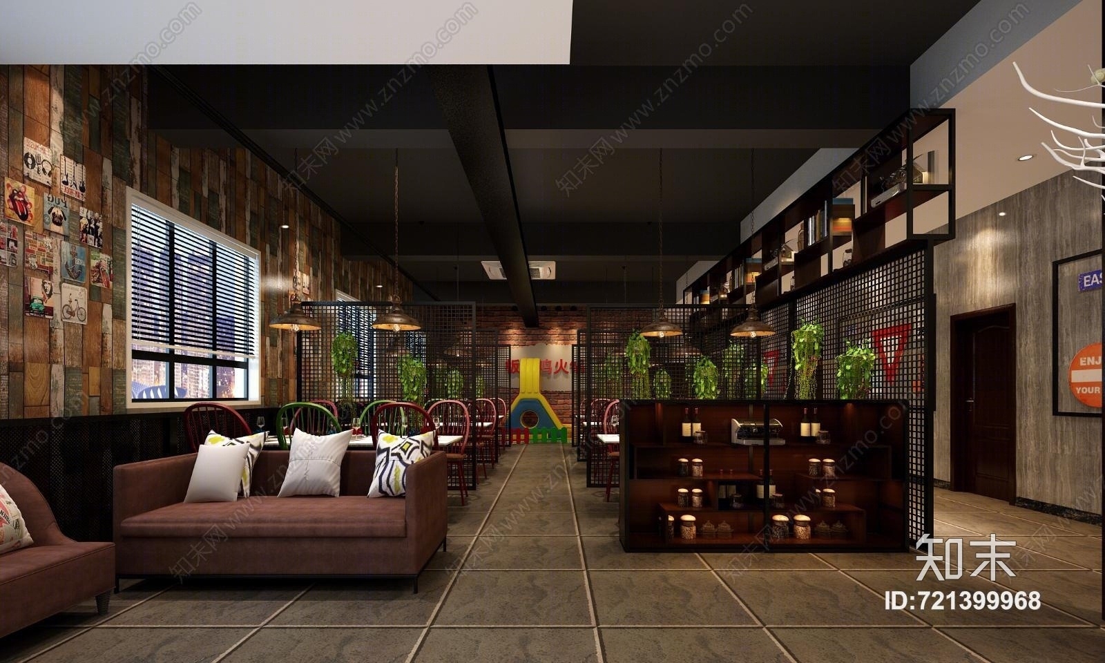 工业风格餐厅3D模型下载【ID:721399968】