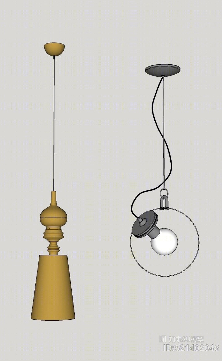卧室艺术吊灯SU模型下载【ID:521402045】