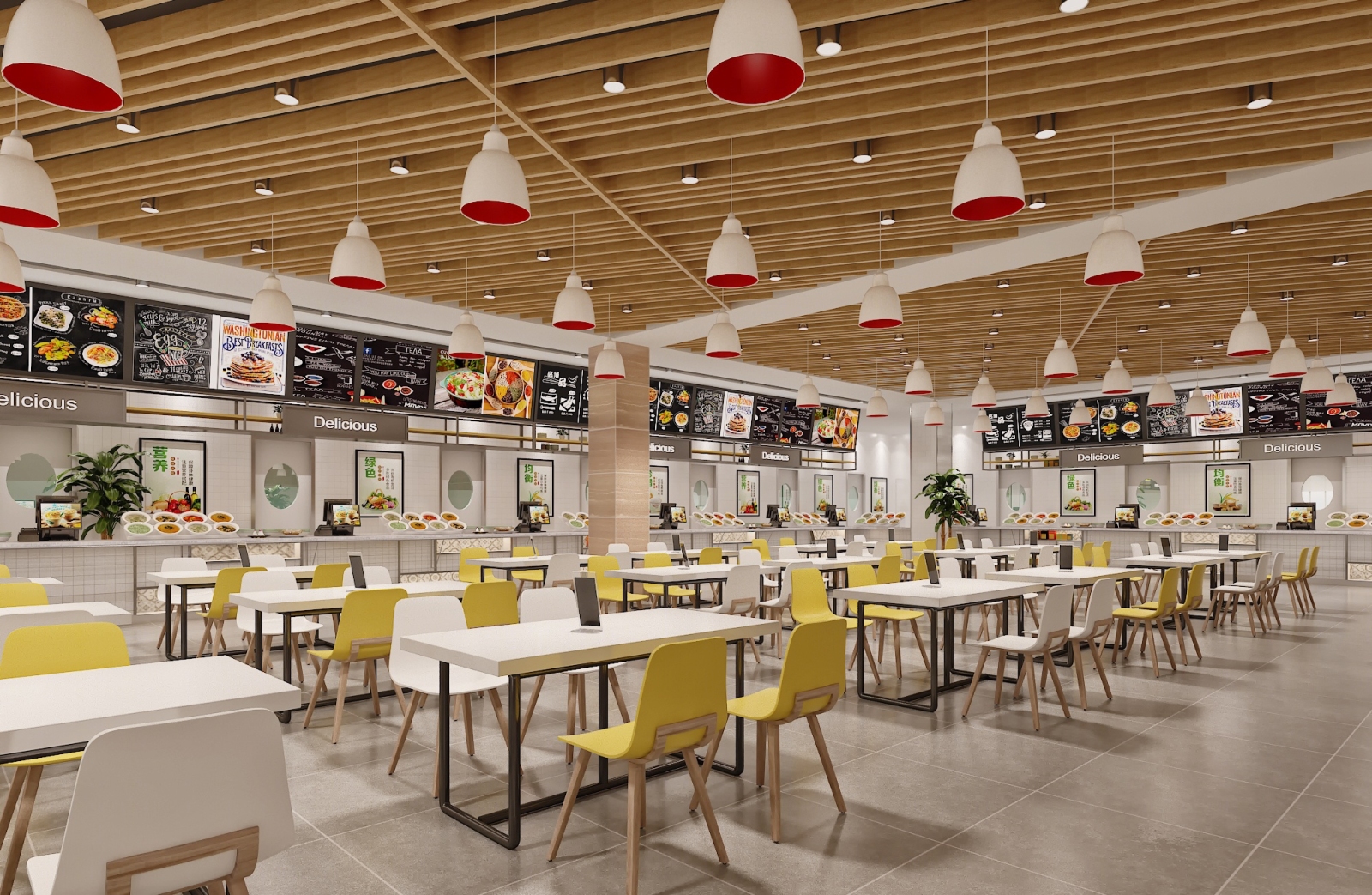 现代职工餐厅3d模型下载