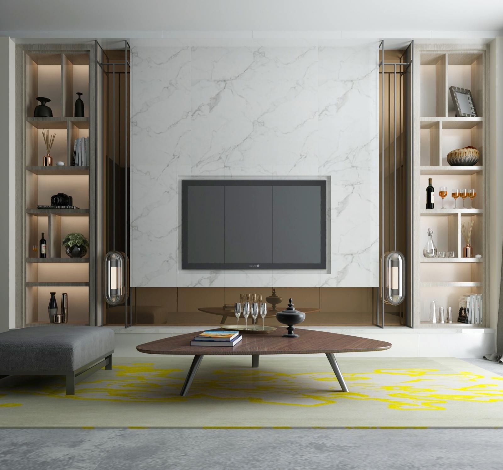 现代电视背景墙3d模型下载