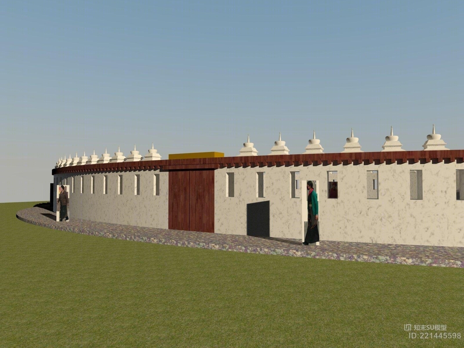 西藏藏式建筑SU模型下载【ID:221445598】