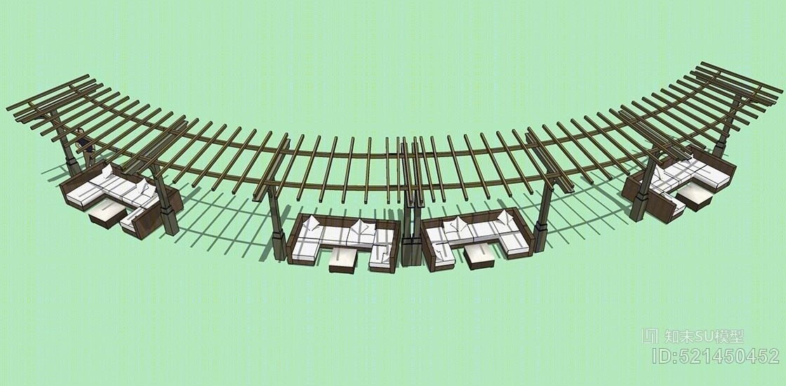 现代住宅小区花架景观小品SU模型下载【ID:521450452】