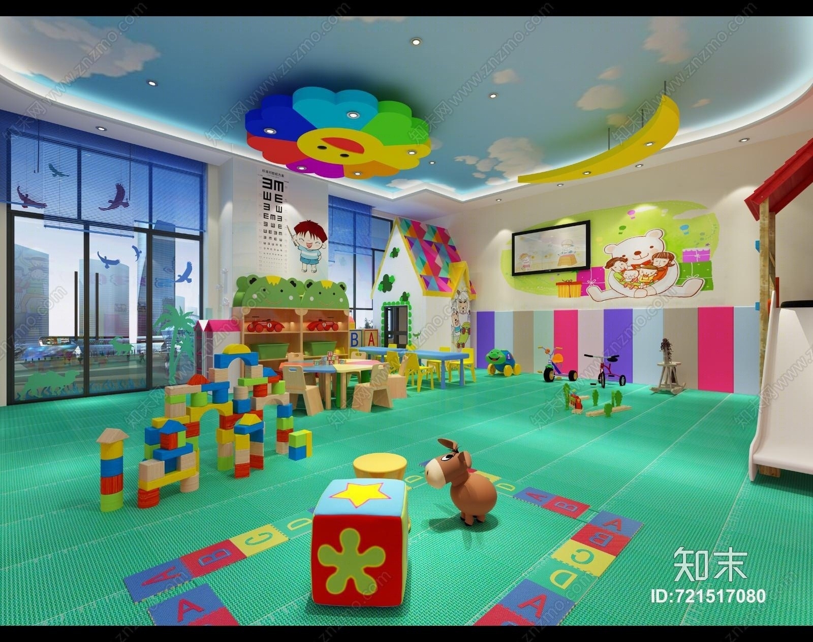 现代亲子活动室室内模型3D模型下载【ID:721517080】