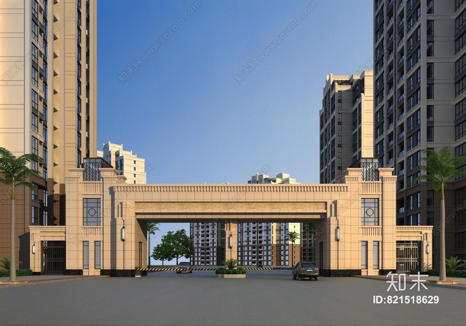 欧式简约小区入口3D模型下载【ID:821518629】_知末3d模型网