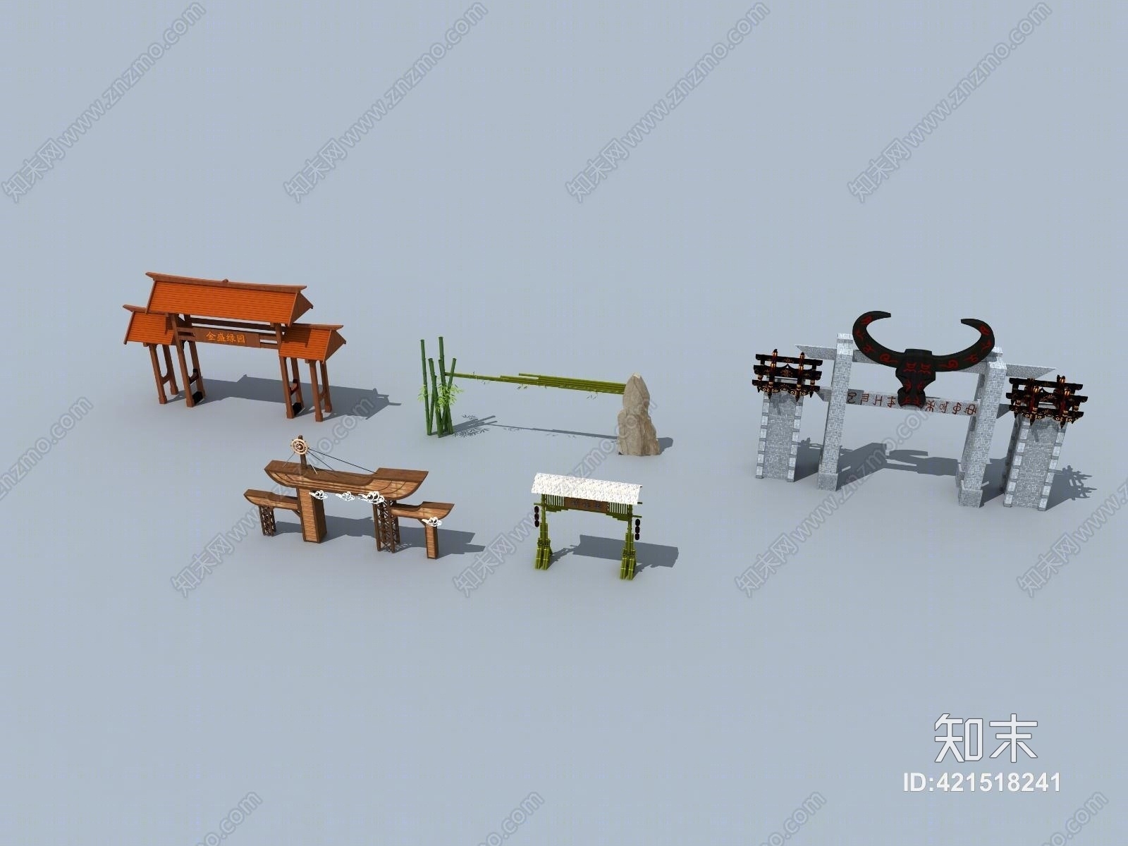 传统中式门楼3D模型下载【ID:421518241】