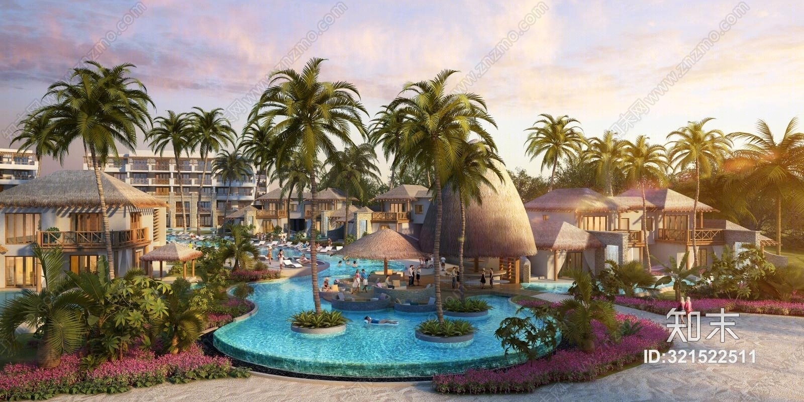 法式田园别墅酒店3D模型下载【ID:321522511】