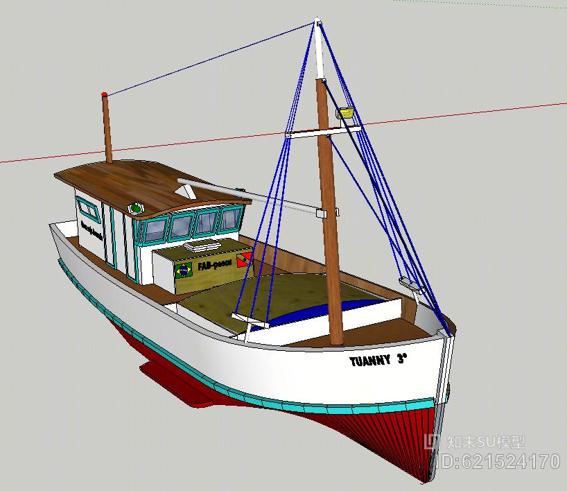 船帆船木纹船交通SU模型下载【ID:621524170】
