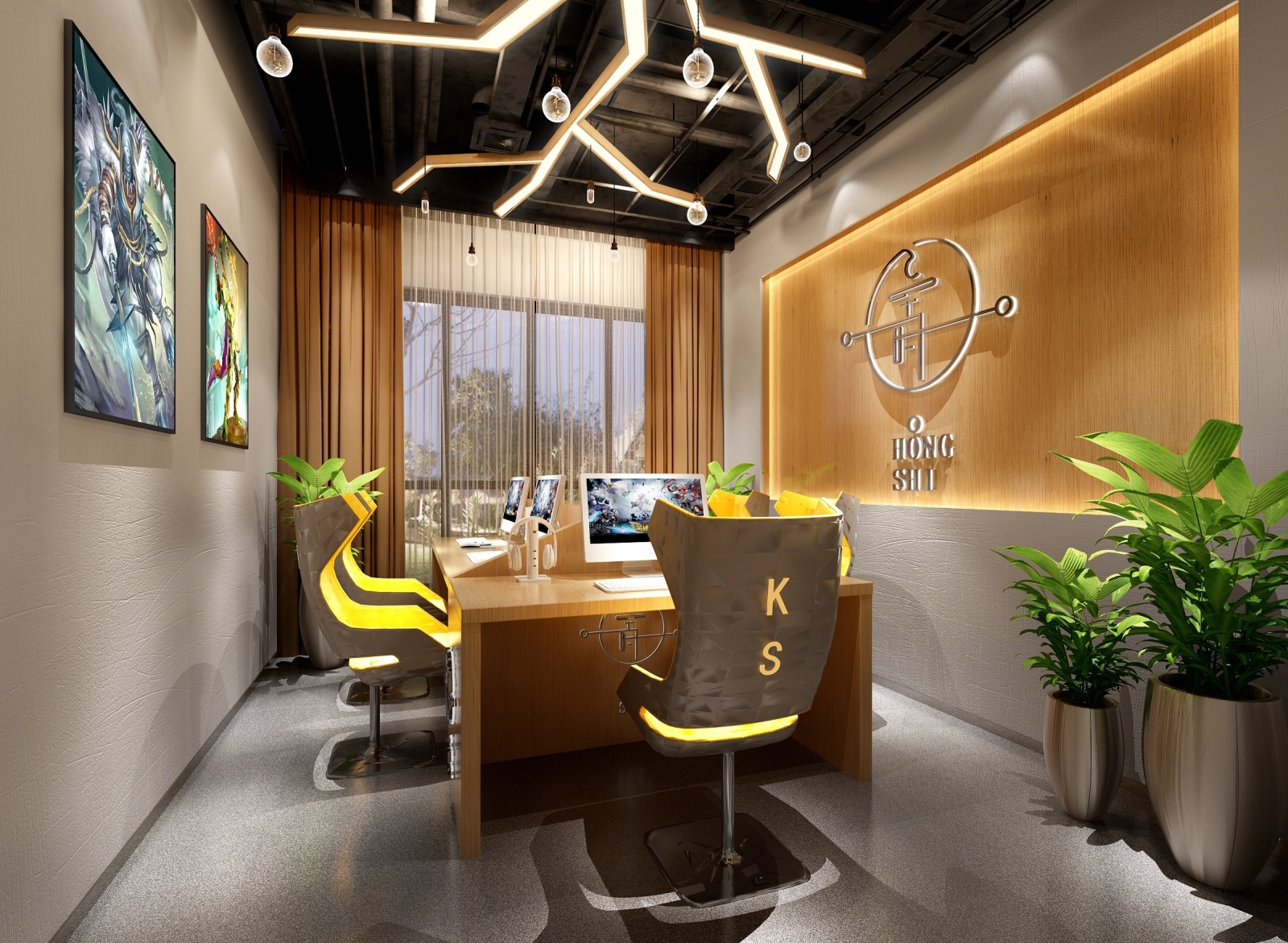 工业风网咖包间3D模型下载【ID:921528259】