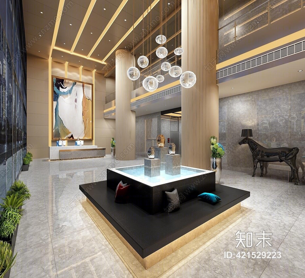 后现代酒店大堂3D模型下载【ID:421529223】_知末3d模型网