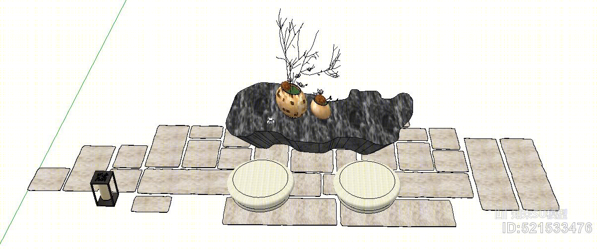 中式+茶座+座椅+景观灯SU模型下载【ID:521533476】