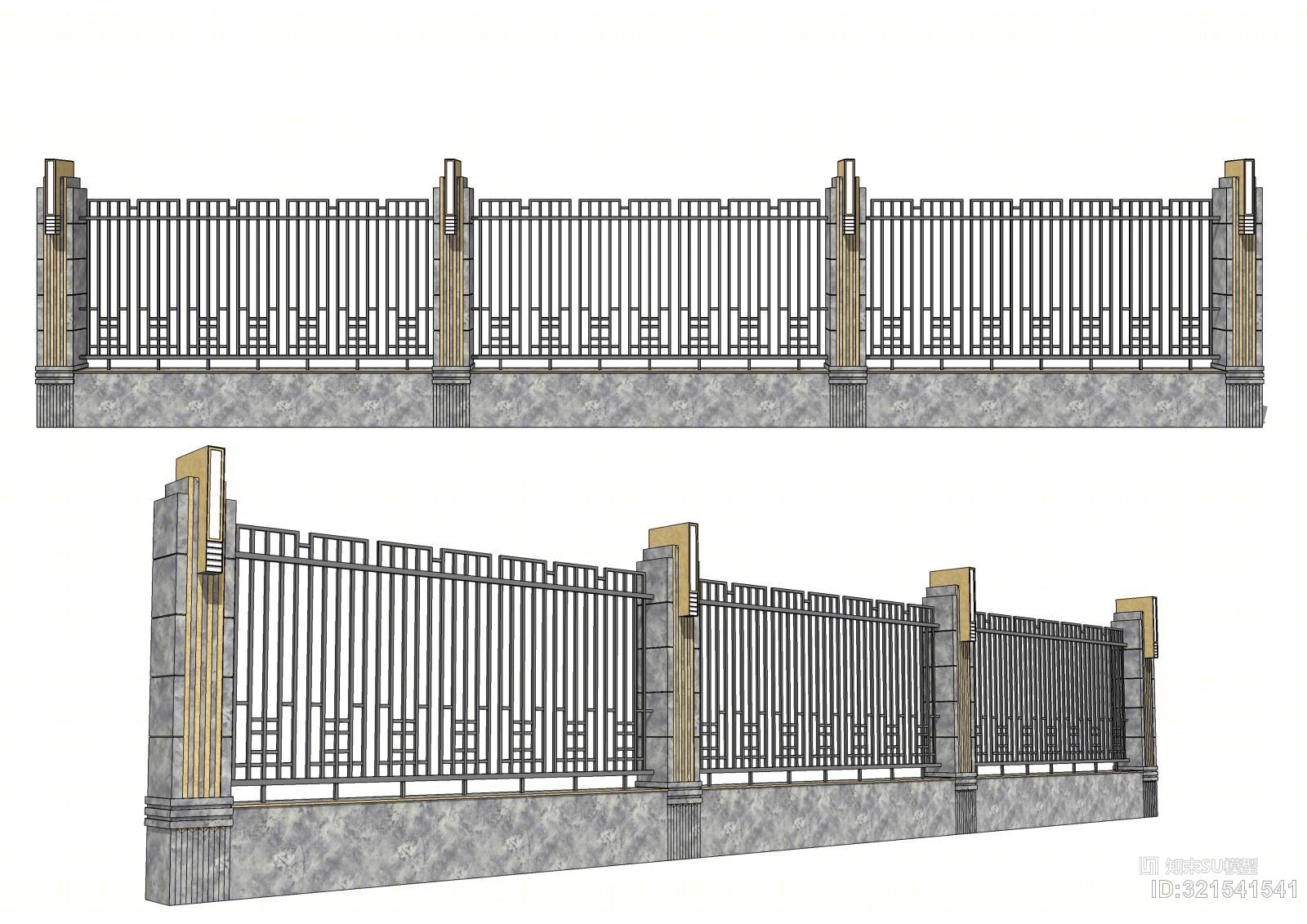 现代围栏SU模型下载【ID:321541541】