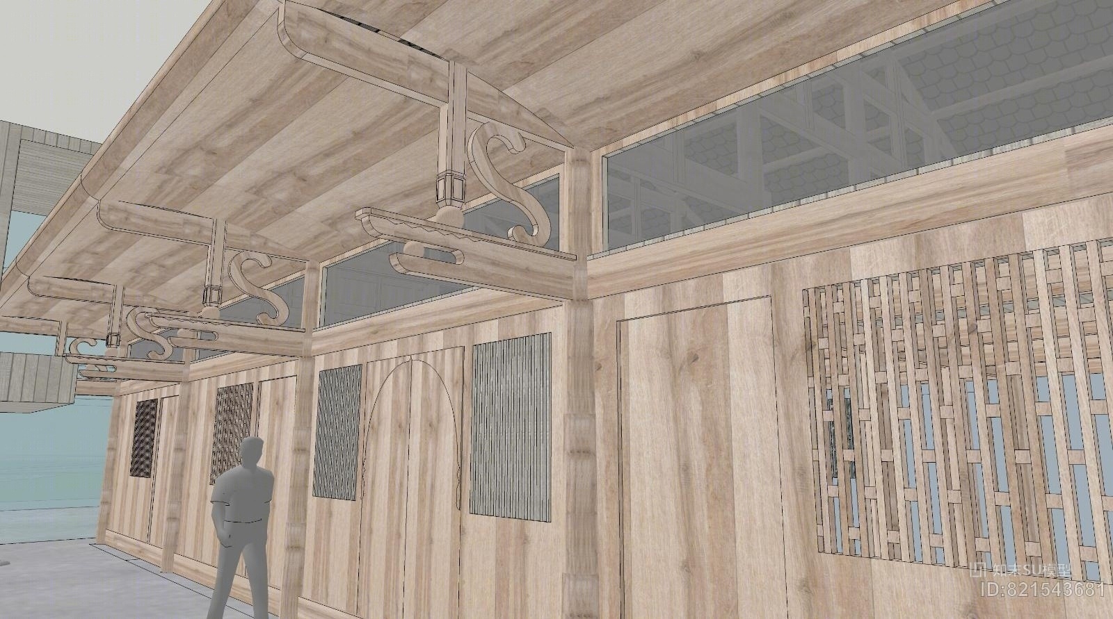土家族纯木结构房屋整体模型SU模型下载【ID:821543681】