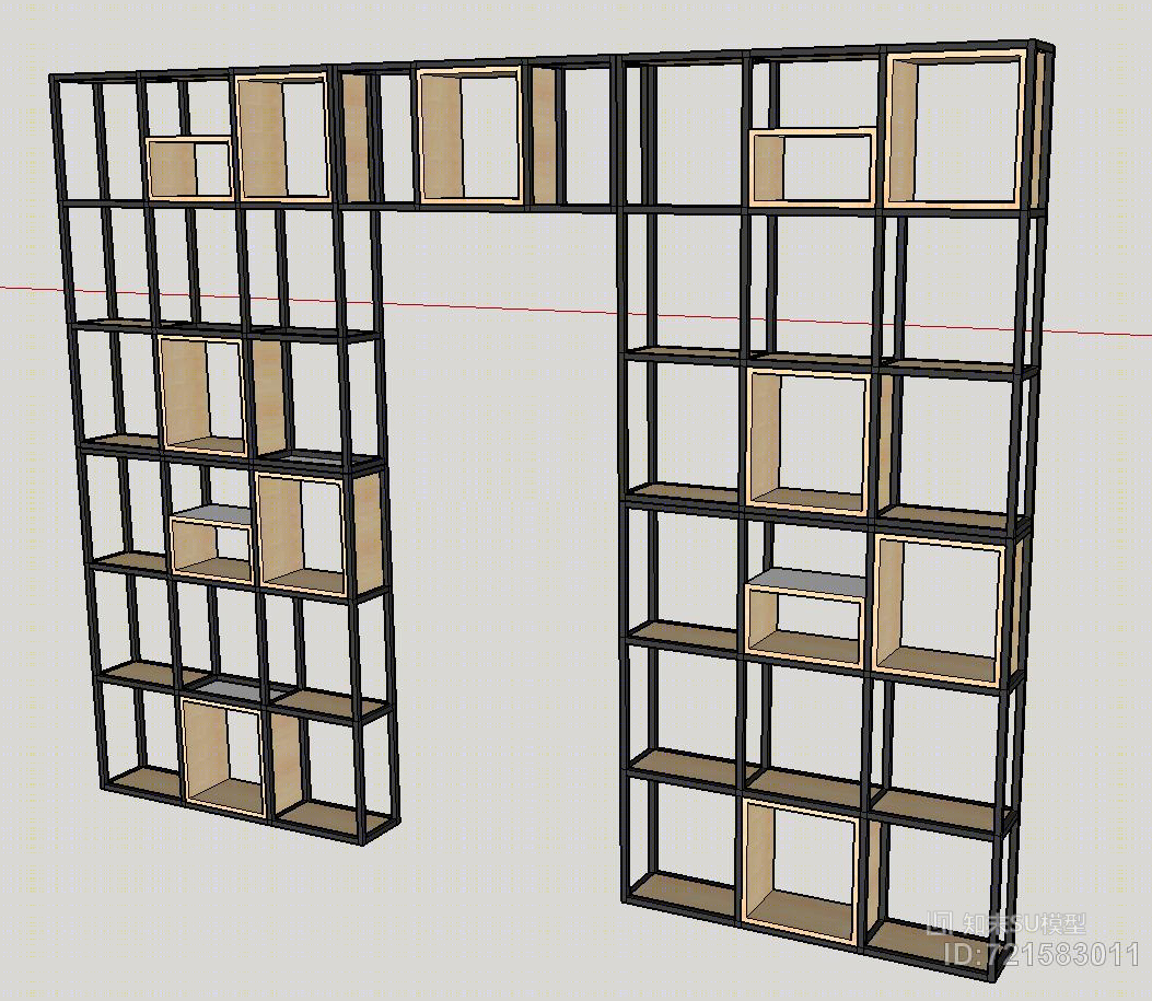 方格书架铁艺方管花架组合式SU模型下载【ID:721583011】