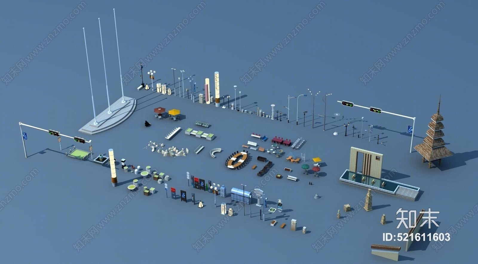 现代小品集合3D模型下载【ID:521611603】