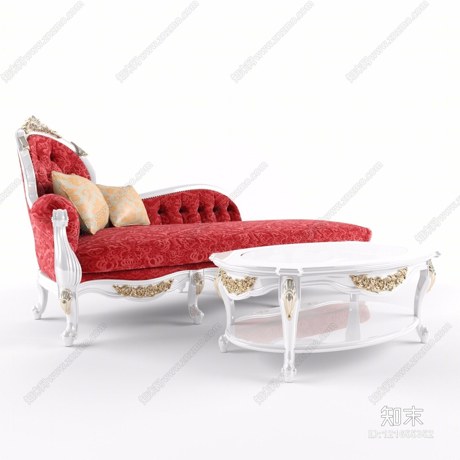 欧式贵妃椅3D模型下载【ID:121655352】