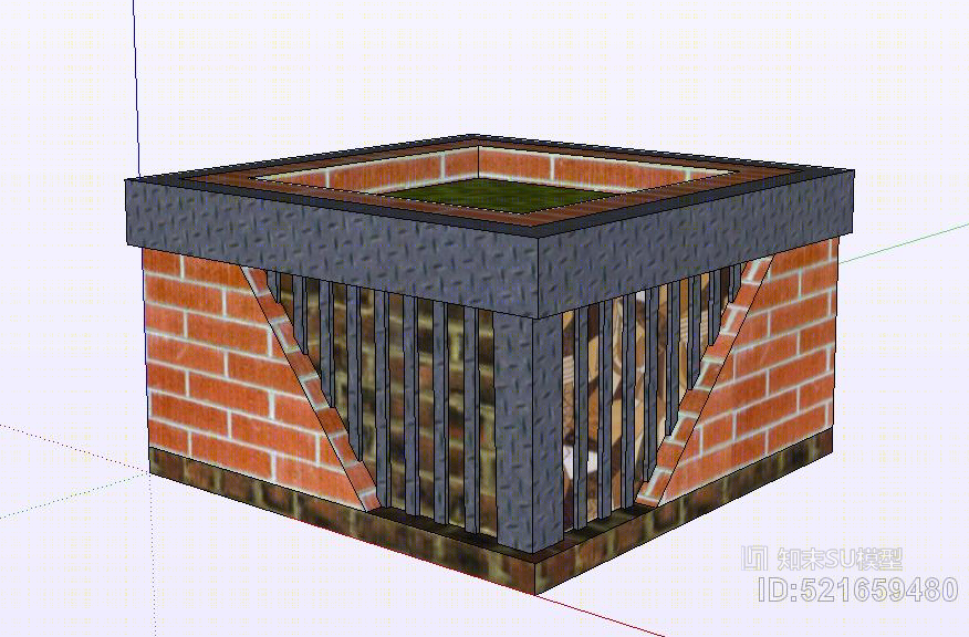 现代+红砖+树池+铁艺SU模型下载【ID:521659480】