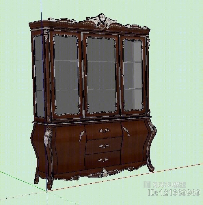 欧式餐厅家具奢华高端酒柜SU模型下载【ID:121669969】