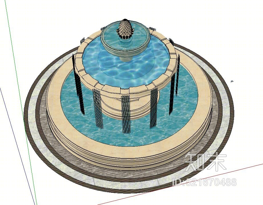 欧式+水景+圆形水池SU模型下载【ID:521670488】