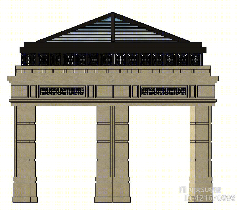 中式+六角亭+石材+景观亭SU模型下载【ID:421670893】