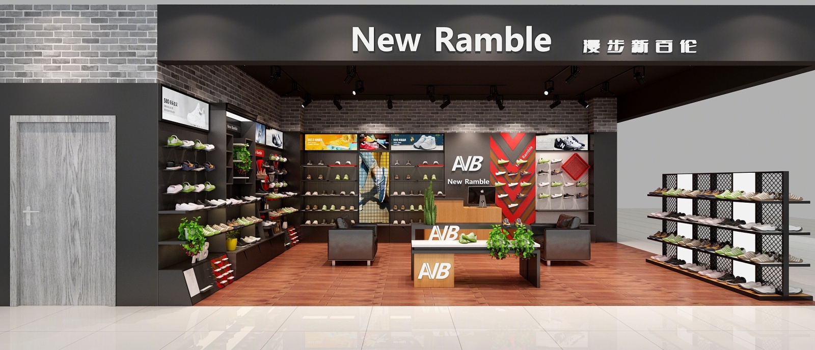 工业风鞋子装卖店3D模型下载【ID:721675716】