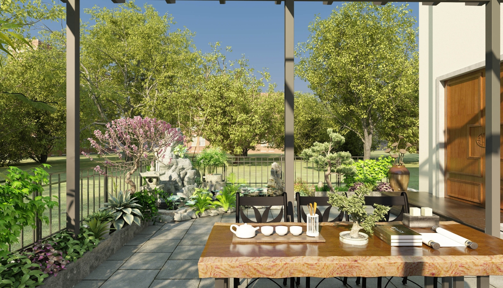 现代户外阳台花园景观园林3D模型下载【ID:521739995】