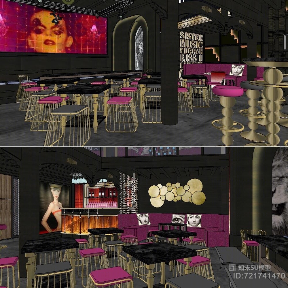 现代酒吧SU模型下载【ID:721741470】