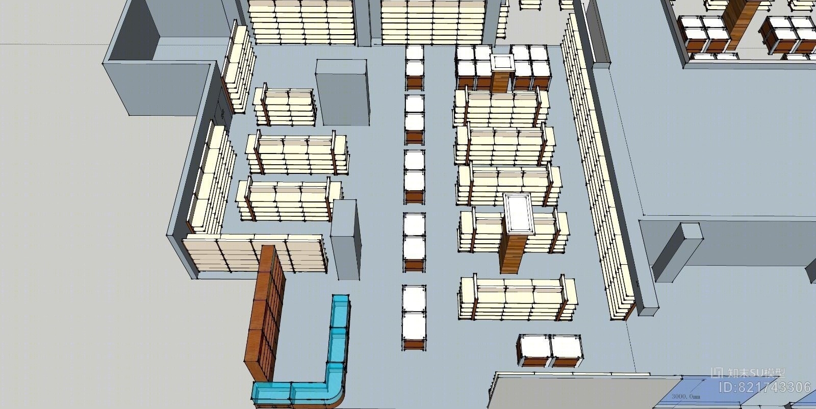综合超市货架商品布局SU模型下载【ID:821743306】