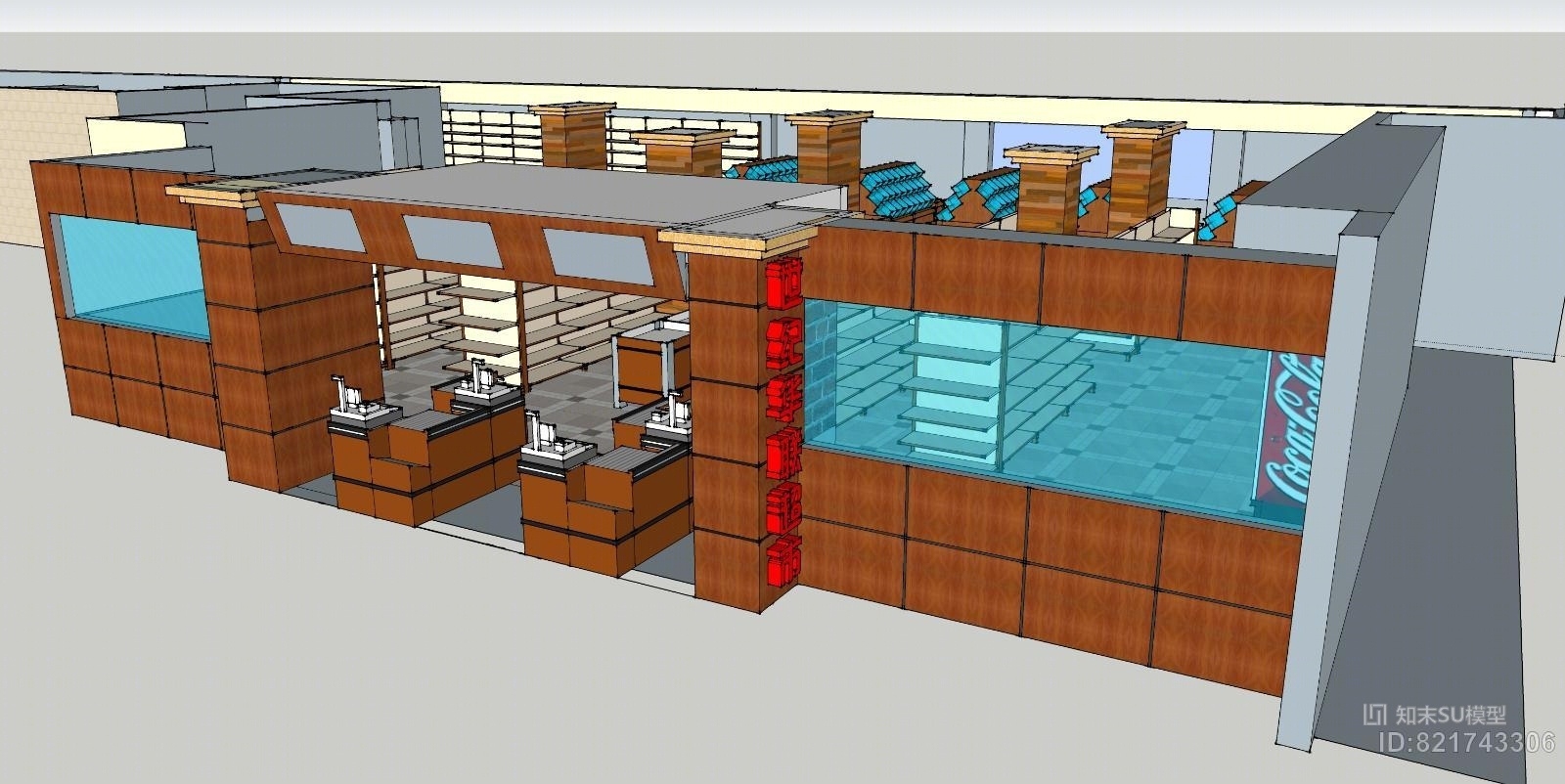 综合超市货架商品布局SU模型下载【ID:821743306】