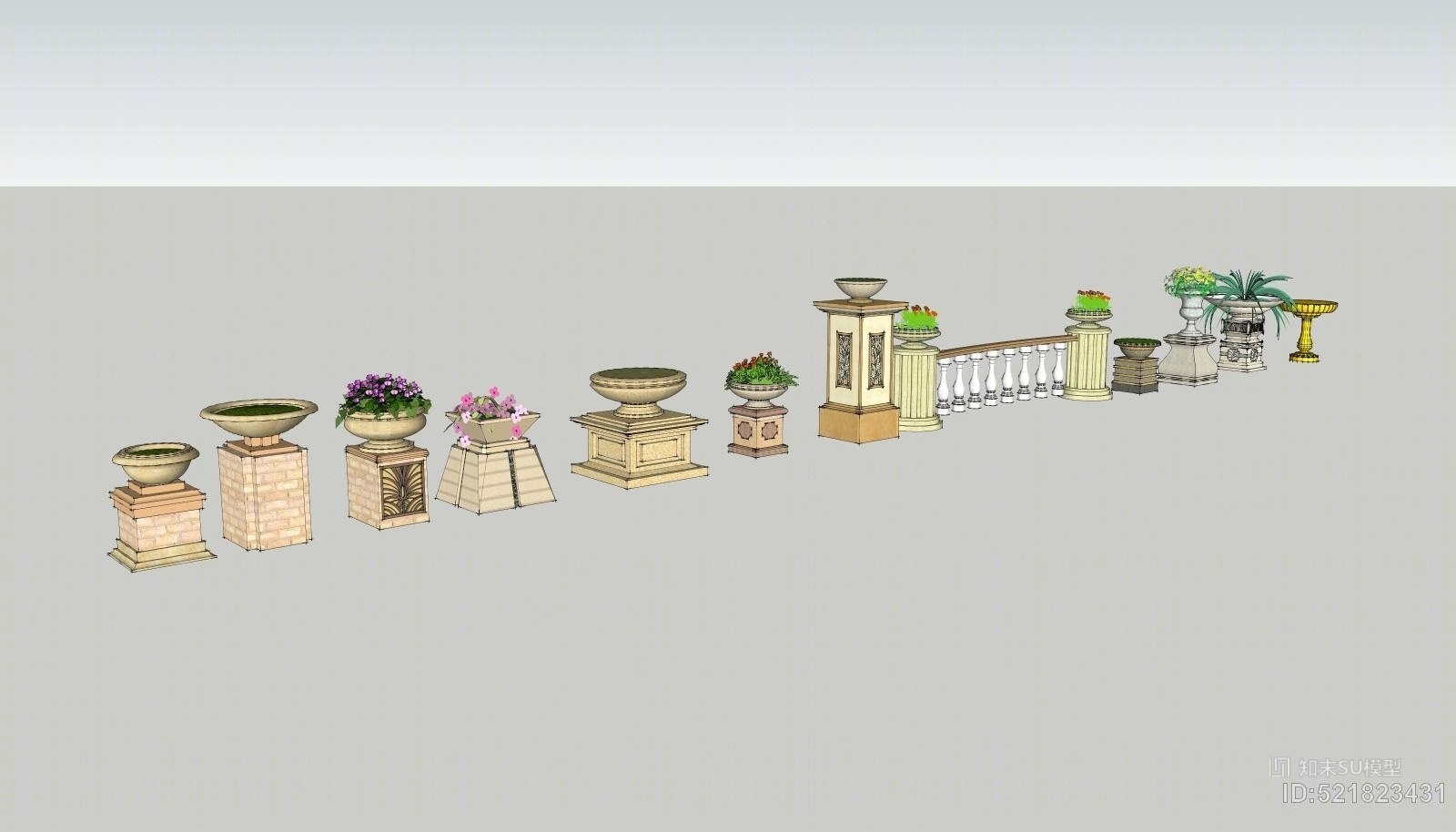 欧式花钵多个合集1SU模型下载【ID:521823431】