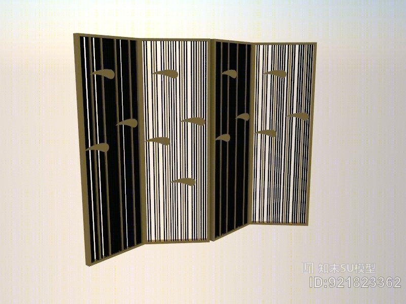 现代风格新中式轻奢墙饰隔断屏风SU模型下载【ID:921823362】