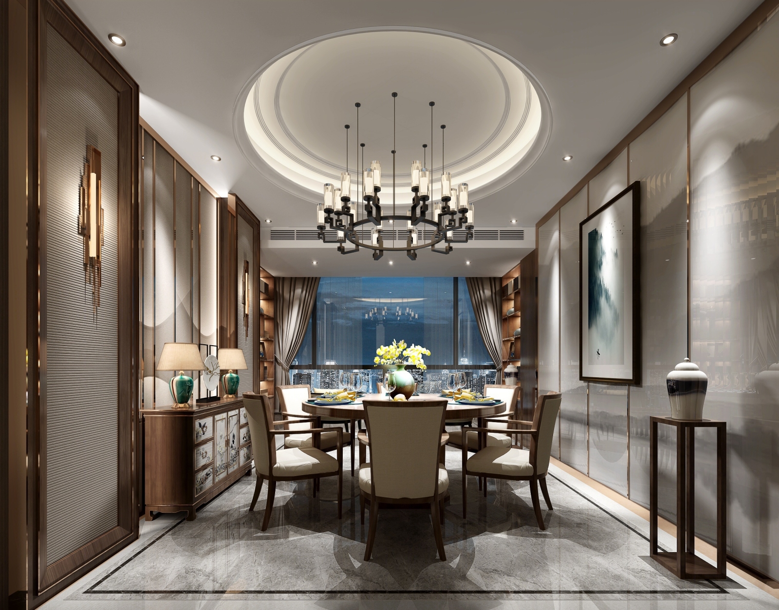 新中式餐厅模型3D模型下载【ID:821828626】