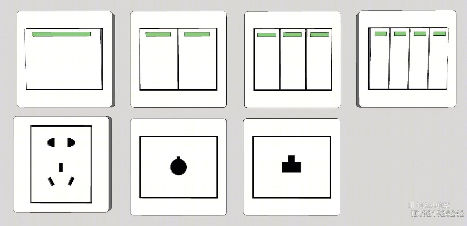 开关插座面板组合SU模型下载【ID:921828242】