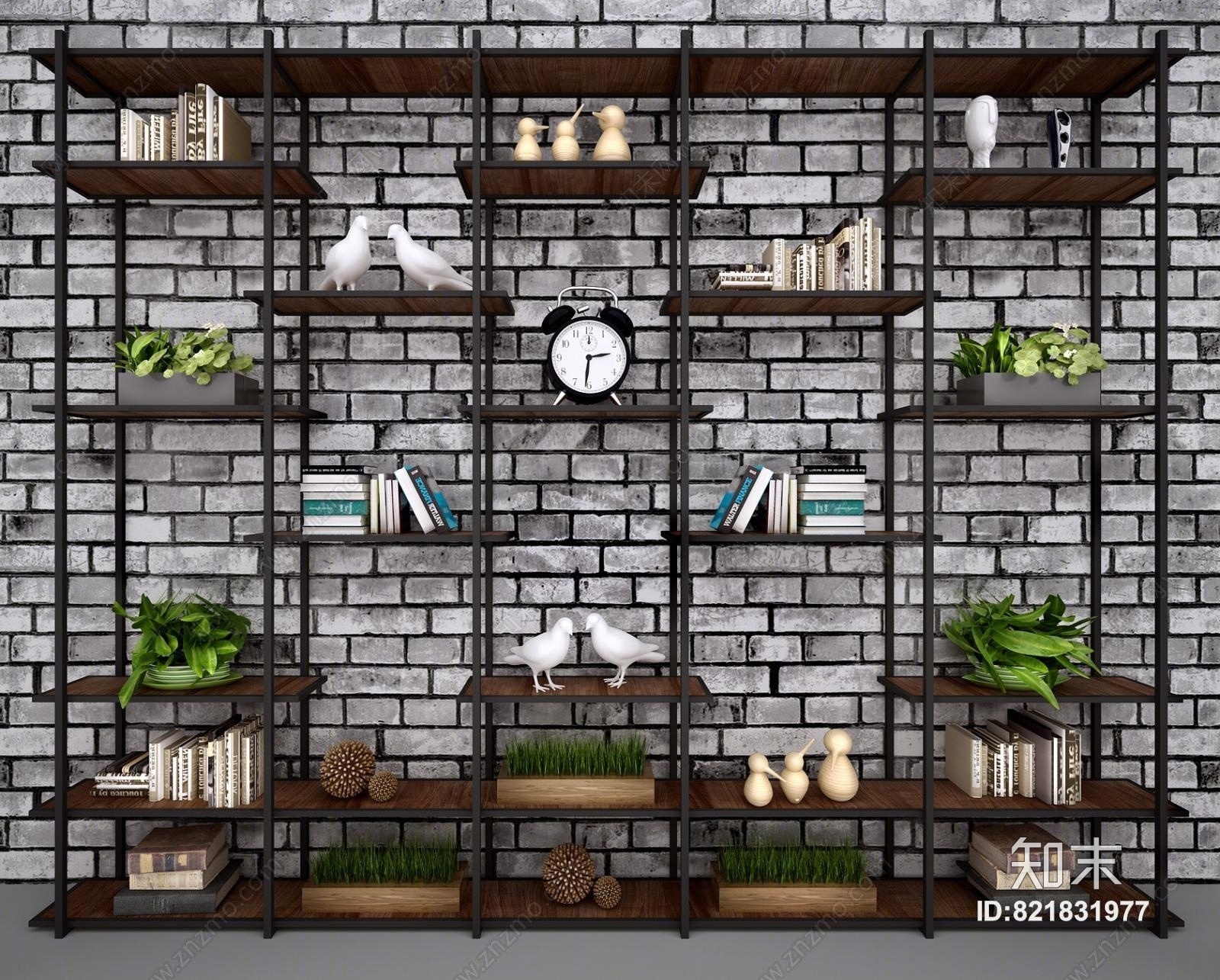 工业货架书架展柜花架3D模型下载【ID:821831977】