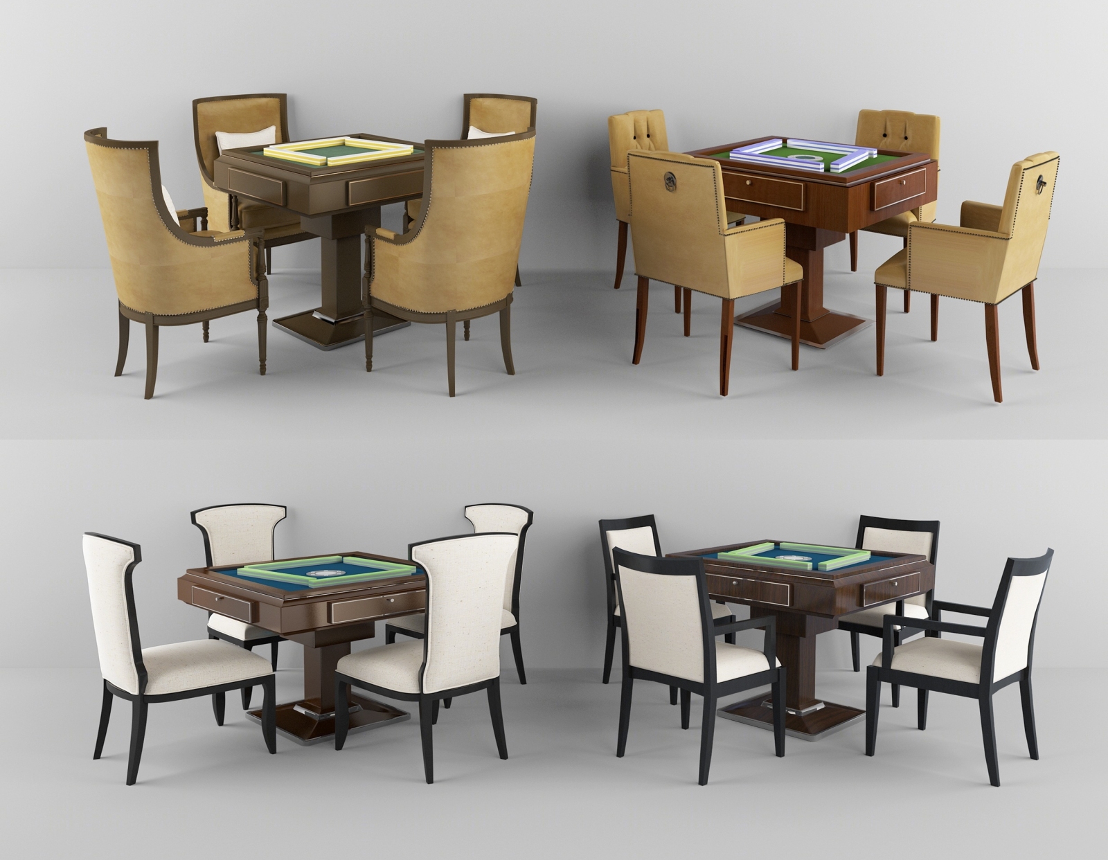 现代麻将桌组合3D模型下载【ID:521843366】