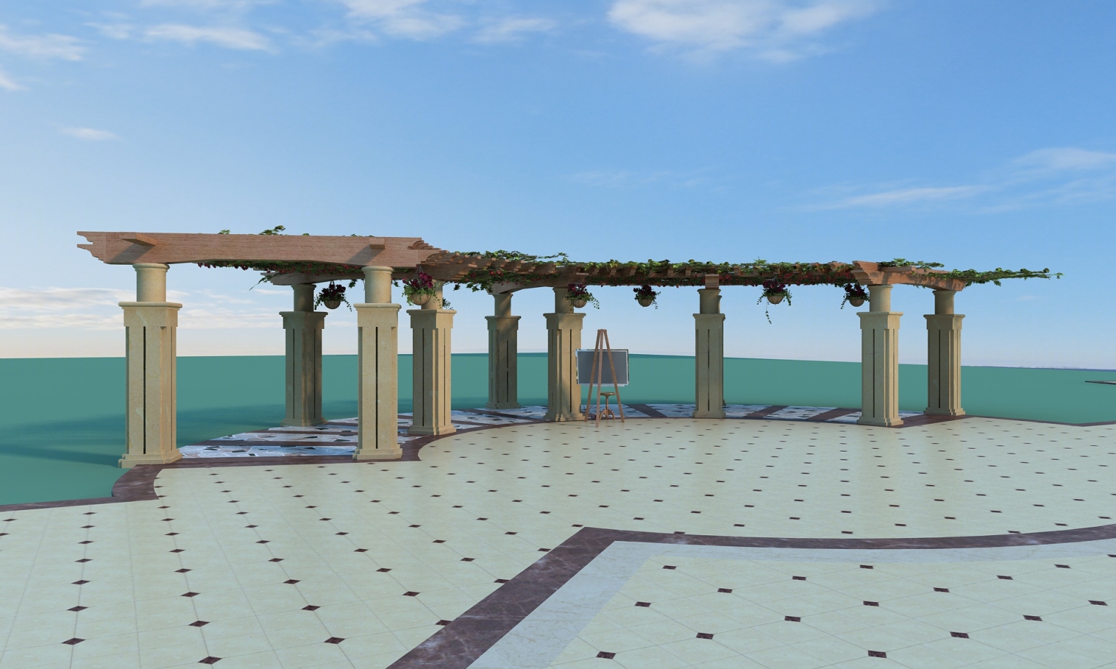 弧形廊架3d模型下载