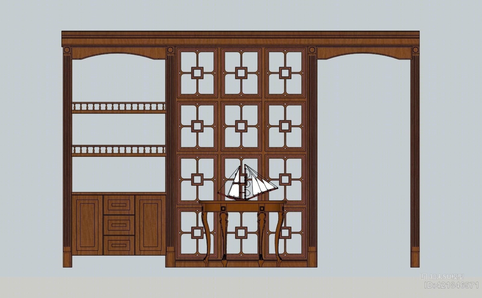 门厅隔断模型（隔断+鞋柜）SU模型下载【ID:421846571】