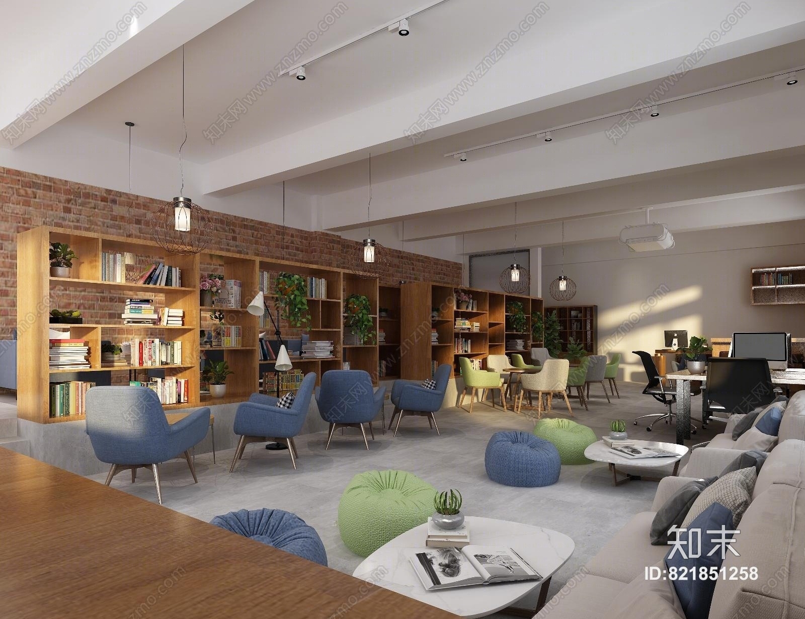 现代图书馆3D模型下载【ID:821851258】