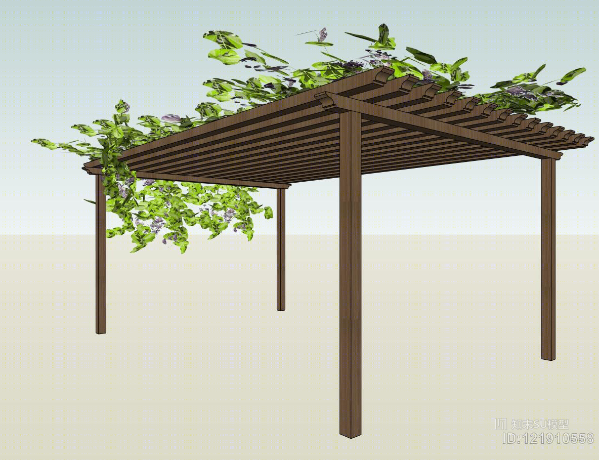 户外的木质花架SU模型下载【ID:121910558】