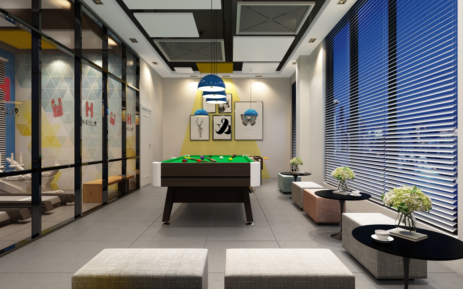 现代公共休闲健身区桌球投影前台3D模型下载【ID:921911808】