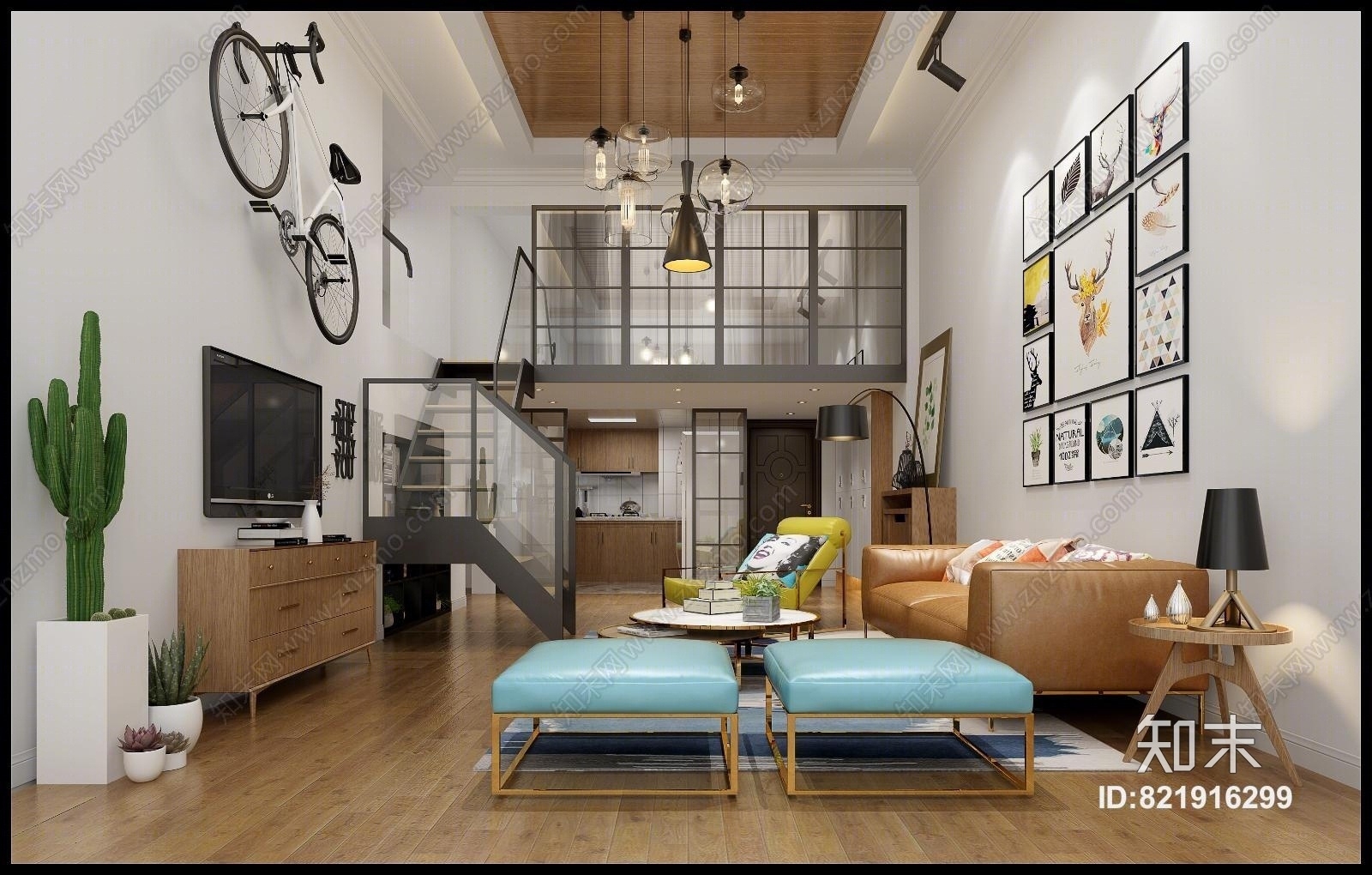 北欧工业客餐厅3D模型下载【ID:821916299】