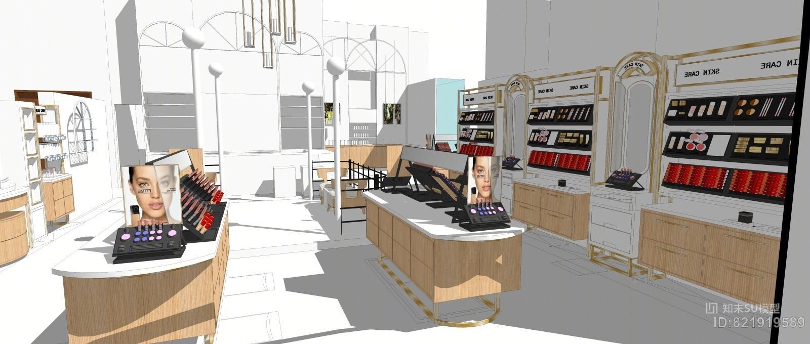 现代化妆品店铺SU模型下载【ID:821919589】