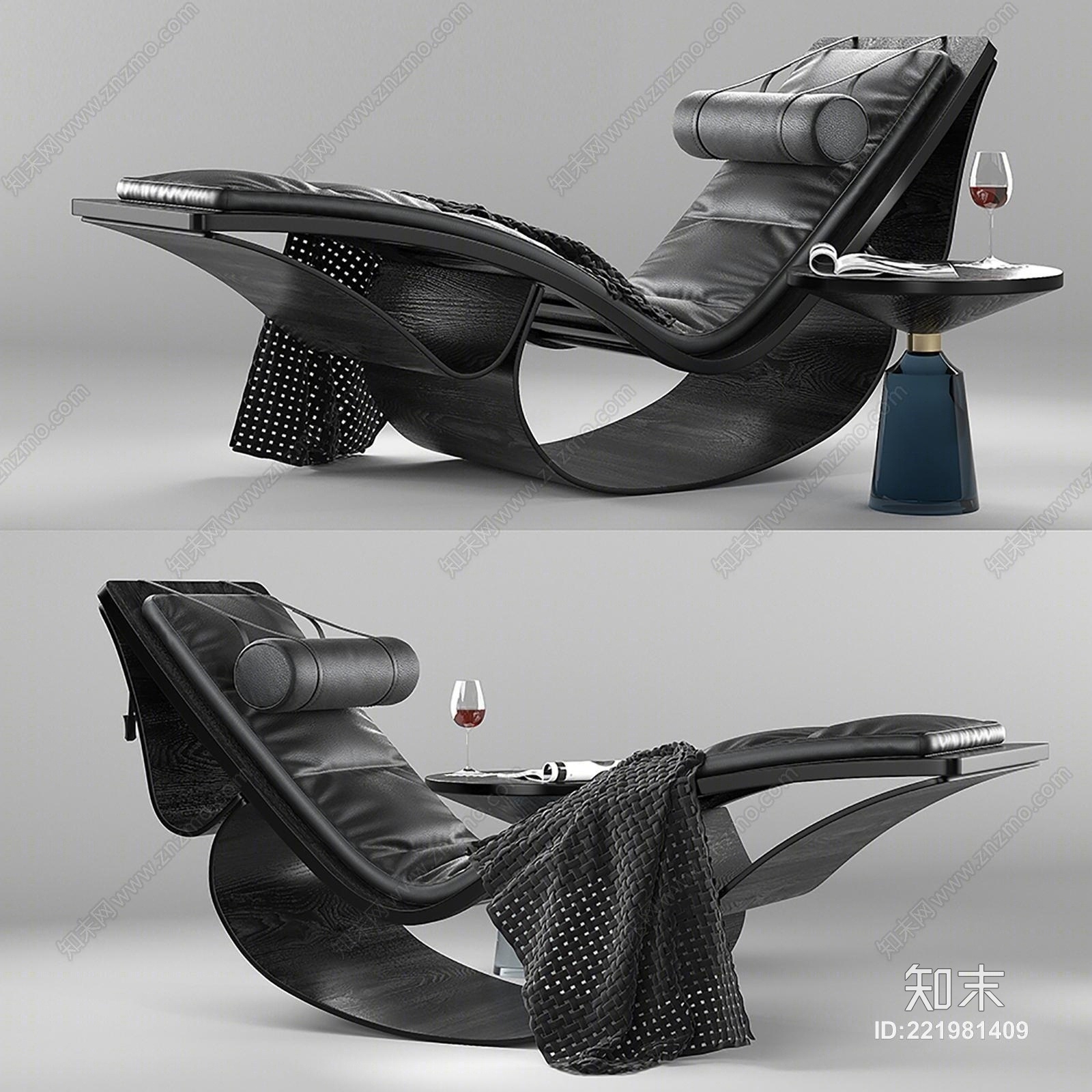 现代户外休闲躺椅3D模型下载【ID:221981409】
