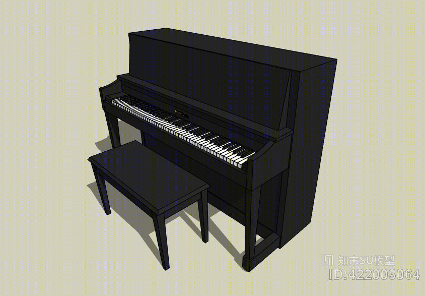 现代简约黑色钢琴SU模型下载【ID:422003064】
