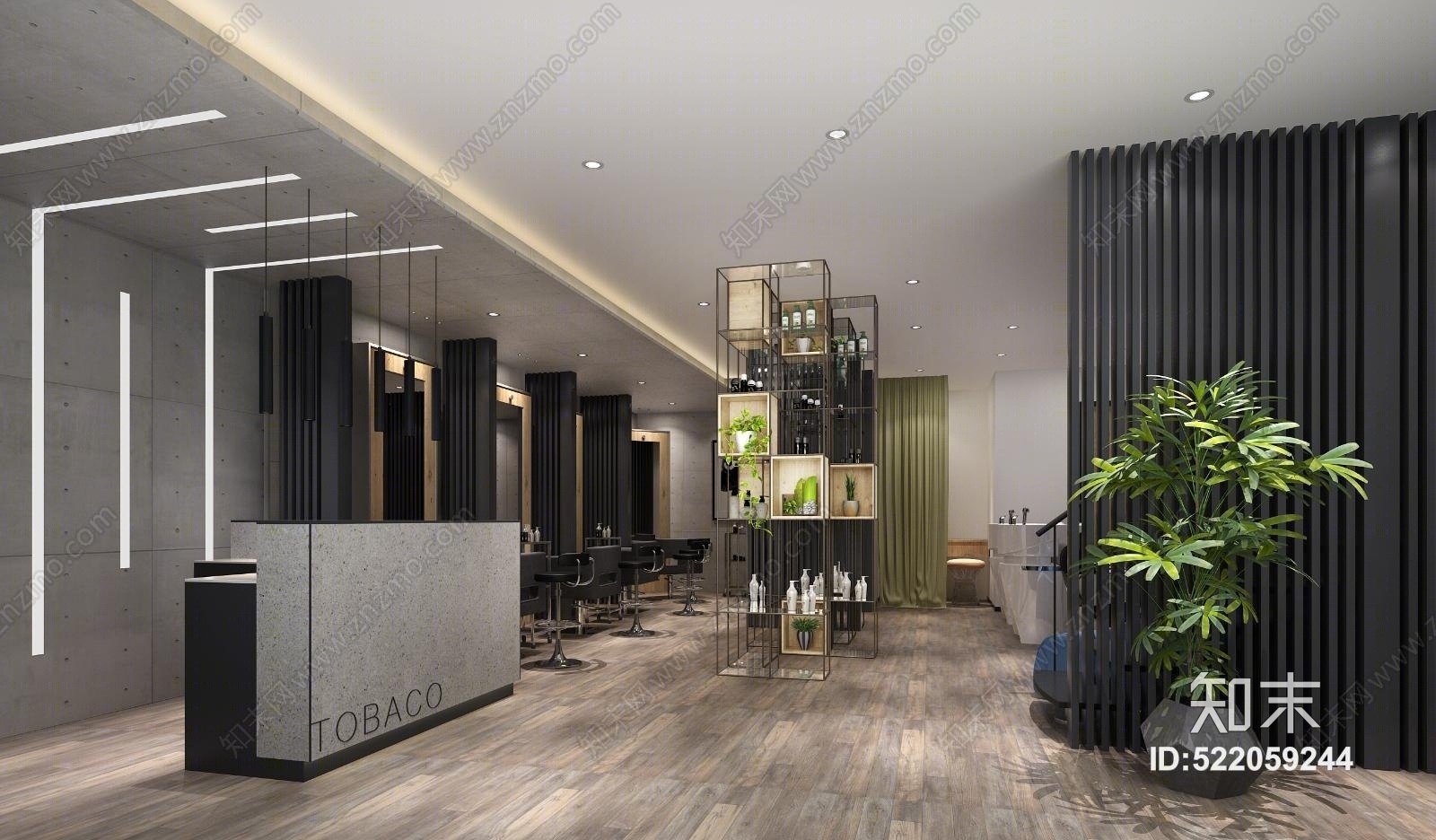 现代工业风理发店3D模型下载【ID:522059244】