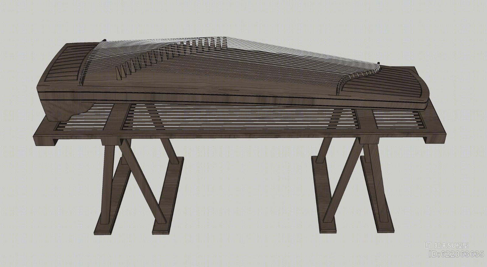 古典乐器 古筝su模型下载【id:622063635】