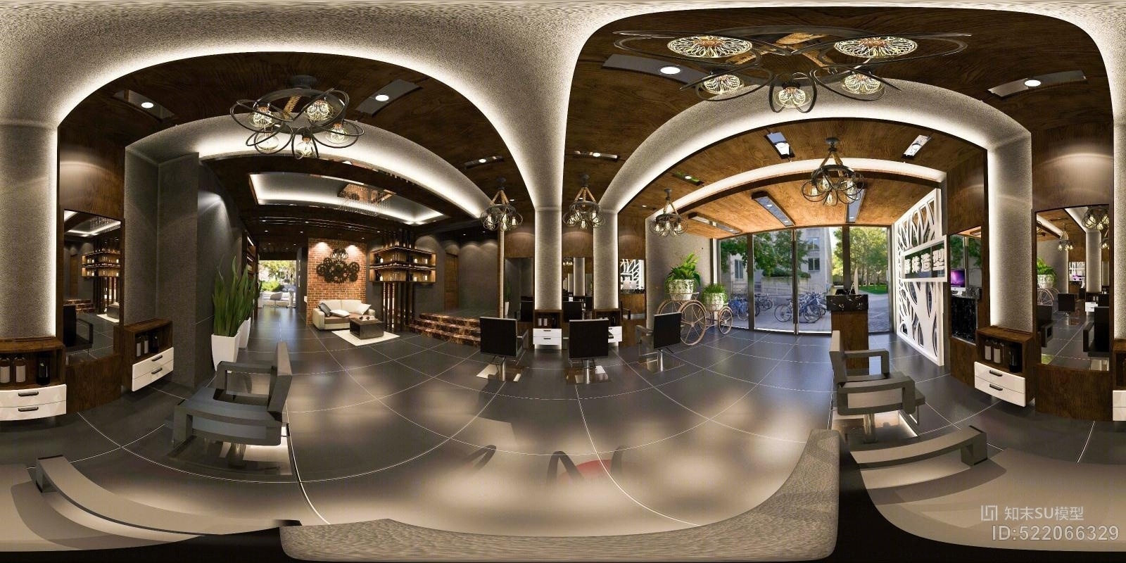 loft风格理发店SU模型下载【ID:522066329】