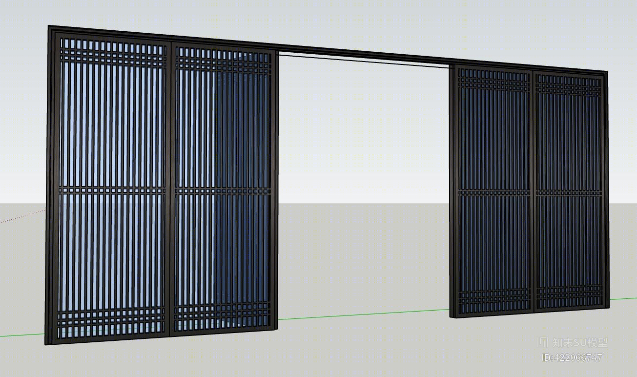 中式风格折叠门SU模型下载【ID:422066747】